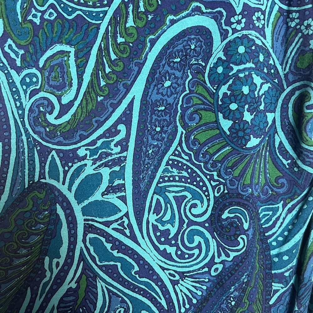 Tommy Bahama Teal Asymmetrical Paisley Dress Resort Medium - Picture 6 of 7